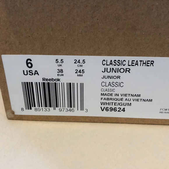 Reebok White/Gum Classic Leather Sneakers - Picture 6 of 7